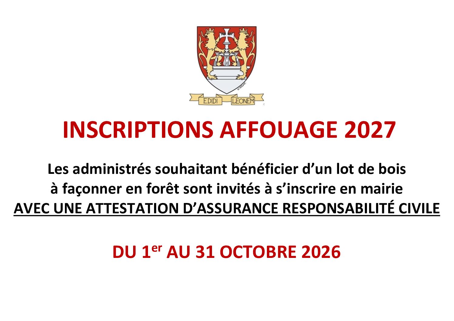 You are currently viewing Inscription affouages 2027