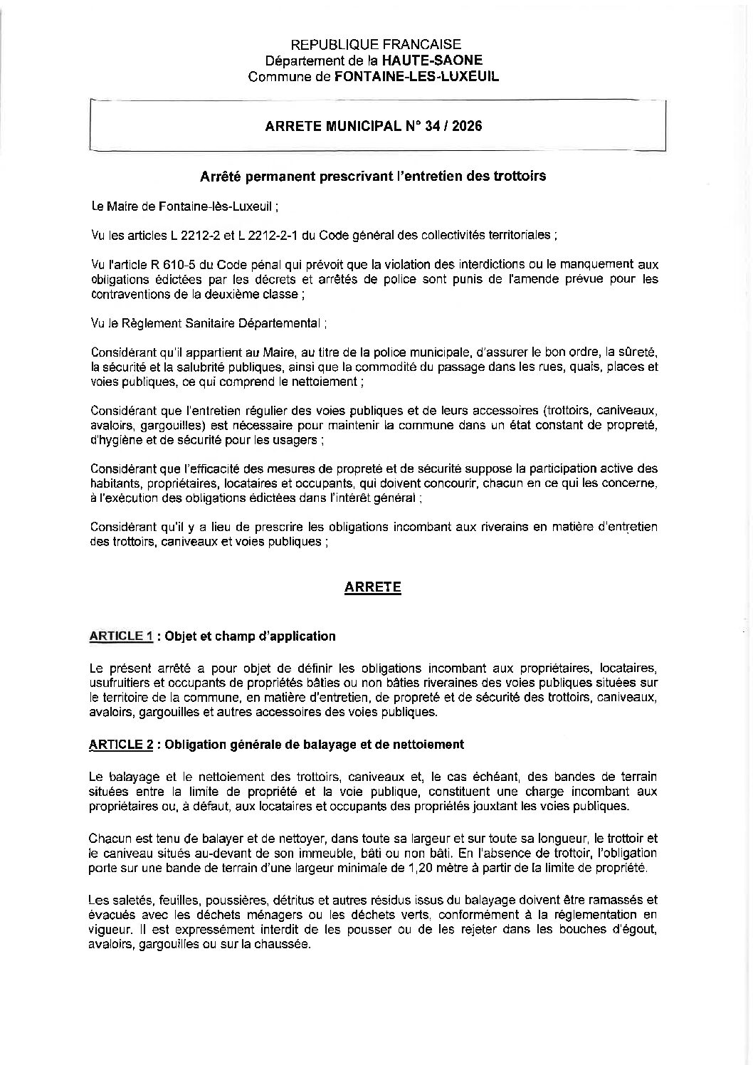 You are currently viewing Arrêté Permanent nettoyage des trottoirs